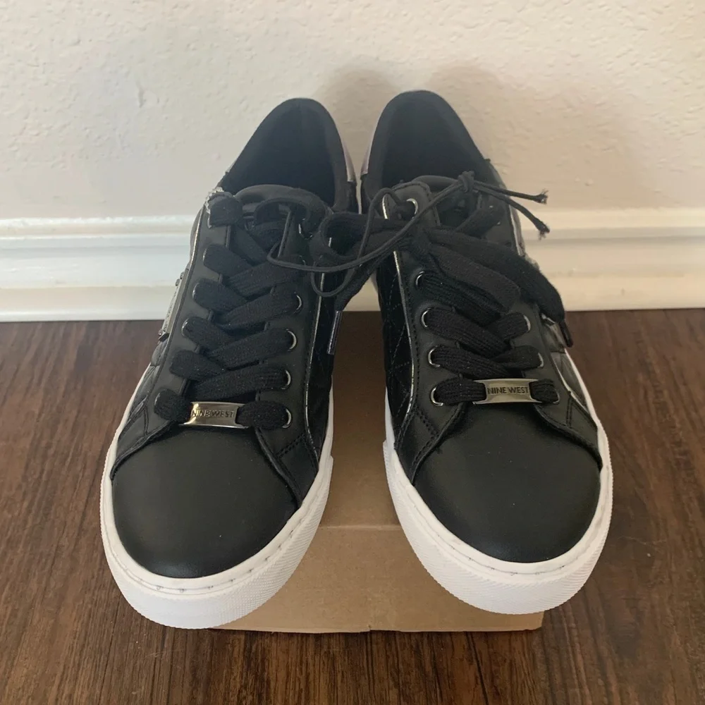 New | NINE WEST Lerosa Quilted Low Top Sneakers |Black Fashion Sneakers | 6.5 - Picture 5 of 7